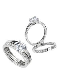 Fingerring Firetti "Schmuck Geschenk Silber 925 Silberring Schriftzug innen: In Liebe" Gr. 16, silber (silberfarben), Fingerringe, Damen, 16, Silber 925 (Sterlingsilber), 5mm, Fingerring, mit Zirkonia (synth.)