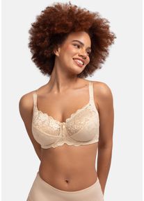 B&uuml;gel-BH Dorina "Philippa", Damen, Gr. 90, Cup C, beige, Spitze, Obermaterial: 38% Polyamid, 34% Polyester, 22% Baumwolle, 6% sonstige Fasern, unifarben, bequem, BHs B&uuml;gel-BH, mit Satinschleife, elastische Spitze, gl&auml;nzende Tr&auml;ger