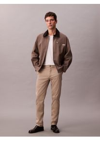 Chinohose Calvin Klein "SLM CTTN STRTCH CHN", Herren, Gr. 32, L&auml;nge 32, gr&uuml;n (vintage khaki), Web, Obermaterial: 90% Baumwolle, 8% Elastomultiester, 2% Elasthan, unifarben, slim fit lang, Hosen Chinohose, Mit G&uuml;rtelschlaufen