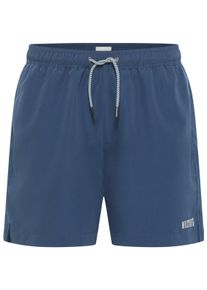 Shorts Mustang "Style Oceanside Short", Herren, Gr. S, N-Gr, blau (insignia blau), Web, Obermaterial: 100% Polyester, unifarben, regular fit extrakurz, Hosen Shorts, Sommerhose mit elastischem Bund und Kordel
