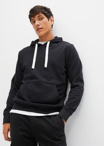Hoodie bonprix "Hoodie aus reiner Baumwolle", Herren, Gr. 64 (3XL), schwarz, Obermaterial: 100% Baumwolle, regular fit, Sweatshirts Hoodie, Regular Fit, mit K&auml;ngurutasche, weich angeraute Innenseite