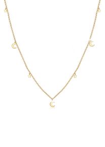 Kette mit Anh&auml;nger Elli "Halskette Sterne und Halbmond Astro Anh&auml;nger 925 Silber" Gr. 40, gold, Halsketten, Damen, ohne Stein, Silber 925 (Sterlingsilber), Kette mit Anh&auml;nger