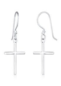 Paar Ohrh&auml;nger Elli "Ohrringe Kreuz Religion Schlicht Filigran 925 Silber" Gr. 40, silber, Ohrringe, Damen, ohne Stein, Silber 925 (Sterlingsilber), Paar Ohrh&auml;nger