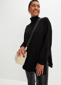 Rollkragenpullover bonprix, Damen, Gr. 36/38 (S), schwarz, Obermaterial: 70% Viskose, 30% Polyamid, l&auml;ssig geschnitten, Pullover Rollkragenpullover, aus Viskose und Polyamid, Rollkragen, l&auml;ssige Passform