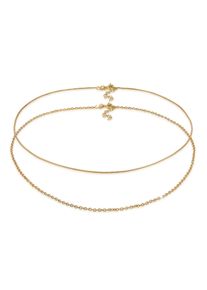 Ketten-Set Elli "Halskette Choker Set (2tlg) Schlangen Ankerkette 925 Silber" Gr. 36, gold, Halsketten, Damen, ohne Stein, Silber 925 (Sterlingsilber), Ketten-Set