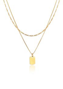 Kette mit Anh&auml;nger Kuzzoi "Halskette Herren Layer Figaro Venezianer Platte 925 Silber" Gr. 50, gold, Halsketten, Herren, ohne Stein, Silber 925 (Sterlingsilber), Kette mit Anh&auml;nger