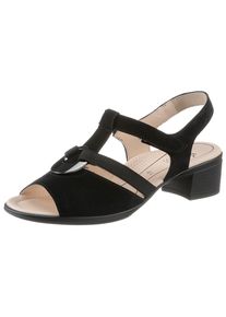 Sandalette Ara "LUGANO", Damen, Gr. 5,5 (38,5), schwarz, Ziegenveloursleder, unifarben, Schuhe Sandalette, Sommerschuh, Sandale, Blockabsatz, in Schuhweite H (= sehr weit)