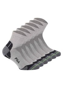 Kurzsocken Fila "Socken Fila QUARTER UNISEX SOCKS MULTISPORT 3P 6er Pack", Damen, Gr. 39-42, grau, Obermaterial: 87% Polyester PES. 10% Baumwolle CO. 3% Elasthan EL., Socken Kurzsocken