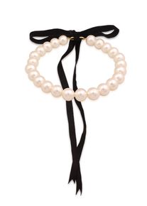 Choker Elli "Halskette Choker Schleife Samt Perlen Wei&szlig; 925 Sterling Silber vergoldet" Gr. 38, wei&szlig;, Halsketten, Damen, ohne Stein, Silber 925 (Sterlingsilber), Choker