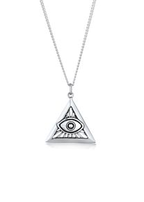 Lange Kette Kuzzoi "Halskette Herren Evil Eye Dreieck 925 Sterling Silber" Gr. 60, silber, Halsketten, Herren, ohne Stein, Silber 925 (Sterlingsilber), Lange Kette