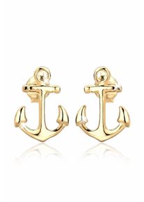 Paar Ohrstecker Elli "Ohrringe Ohrstecker Anker 925 Sterling Silber vergoldet" Gr. 13, gold, Ohrringe, Damen, ohne Stein, Silber 925 (Sterlingsilber), Paar Ohrstecker