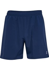 Trainingsshorts Hummel "HMLPULSE WORKOUT SHORTS", Damen, Gr. L, N-Gr, blau (marineblaus), Obermaterial: 100% Polyester, Hosen Trainingsshorts, aus gewebtem Stoff, mit elastischem Bund, sportlicher Stil