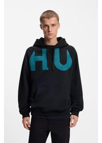 Hoodie HUGO BLUE, Herren, Gr. S, schwarz001, Sweatware, Obermaterial: 100% Baumwolle, unifarben, loose fit normal, Rundhals, Rippb&uuml;ndchen, Sweatshirts Hoodie, Loose Fit, Druck vorne und hinten, Kapuze mit Kordelzug, K&auml;ngurutasche
