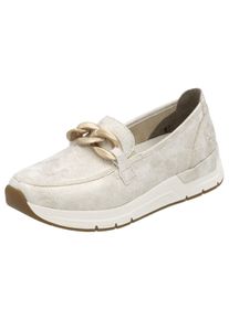 Loafer Rieker, Damen, Gr. 39, beige (creme), Lederimitat, metallic, Schuhe Loafer, Slipper, Slip-on Sneaker, Halbschuh mit modischer Zierkette, Topseller