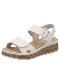 Plateausandale Rieker, Damen, Gr. 40, beige (creme), Lederimitat, unifarben, Schuhe Plateausandale, Sandalette, Sommerschuh, Keilsandale mit praktischen Klettverschl&uuml;ssen