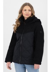 Steppjacke LPO "XAVIA WMN", Damen, Gr. 46 (L), schwarz, 100% Polyester, tailliert, Jacken Steppjacke, hochgeschlossener Kragen mit Sherpa-Fleece