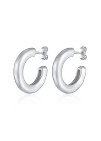 Paar Ohrstecker Kuzzoi "Ohrringe Creole Klassisch Kreis Matt 925 Silber" Gr. 20, silber, Ohrringe, Damen, ohne Stein, Silber 925 (Sterlingsilber), Paar Ohrstecker