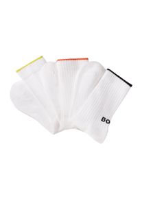 Businesssocken BOSS "3PQS Rib Logo Bam", Damen, Gr. 43-46, wei&szlig;, Baumwolle, unifarben mit Farbeinsatz, elastisch, Socken Businesssocken, mit Kontraststreifen