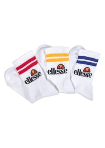 Sportsocken Ellesse "Pullo 3Pk Socks", Herren, Gr. 4, bunt (wei&szlig;, bunt), Obermaterial: 67% Baumwolle, 24% Polyester, 7% Polyamid, 2% Elasthan, Socken Sportsocken, f&uuml;r sportliche Aktivit&auml;ten und Alltag, sportlicher Stil