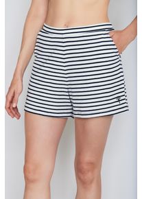 JOOP! Shorts JOOP "Cosy", Damen, Gr. 44, N-Gr, wei&szlig; (open wei&szlig;), Single Jersey, Obermaterial: 95% Baumwolle, 5% Elasthan, gestreift, comfort fit kurz, Hosen Shorts, mit klassischem Streifenmuster