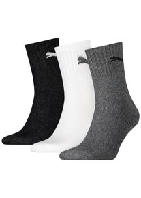 Sportsocken Puma "short crew", Herren, Gr. 47-49, schwarz-wei&szlig; (grau, schwarz, wei&szlig;), Baumwollmischung, Elasthan, Polyamid, Polyester, uni und meliert, elastisch, Socken Sportsocken, gepolsterte Frottee-Sohle, atmungsaktiv