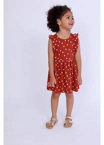 Sommerkleid Blue Seven, M&auml;dchen, Gr. 122, N-Gr, rot, Jersey, Obermaterial: 100% Baumwolle, gepunktet, regular fit knielang, Rundhals, R&uuml;schen, Kleider Sommerkleid, mit tollen Volants und mit kleiner Knopfleiste im R&uuml;cken