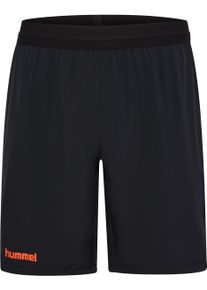 Trainingsshorts Hummel "HMLBLAZE PRO TRAINING SHORTS", Damen, Gr. XL, N-Gr, schwarz (schwarz, orange), Obermaterial: 88% Polyester, 12% Elasthan, Hosen Trainingsshorts