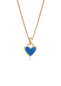 Kette mit Anh&auml;nger Elli "Halskette Herz Anh&auml;nger Emaille 925 Silber vergoldet" Gr. 45, blau, Halsketten, Damen, 45, ohne Stein, Silber 925 (Sterlingsilber), Kette mit Anh&auml;nger
