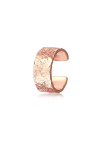 Ohrklemme Elli "Ohrringe Earcuff Breit Basic Geh&auml;mmert 925 Silber" Gr. 10, rosa (rosegold), Ohrringe, Damen, ohne Stein, Silber 925 (Sterlingsilber), Ohrklemme
