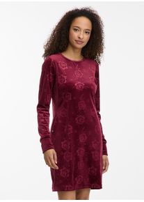 Midikleid Ragwear "ROSETA VELVET", Damen, Gr. S, N-Gr, wine, Jersey, Obermaterial: 94% Polyester, 6% Elasthan, gemustert, regular fit ca. Mitte Oberschenkel, Rundhals, Kleider Midikleid, Sommerkleid
