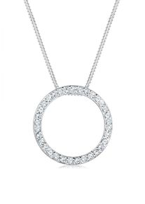 Silberkette Elli "Halskette Kreis 925 Silber^, mit Kristallen von Swarovski" Gr. 45, silber, Halsketten, Damen, Silber 925 (Sterlingsilber), Silberkette