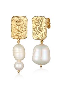 Paar Ohrstecker Elli Premium "Ohrringe Barock S&uuml;&szlig;wasserperle Mix Organic Design 925 Silber" Gr. 30, gold, Ohrringe, Damen, ohne Stein, Silber 925 (Sterlingsilber), Paar Ohrstecker