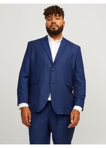 Jack & Jones PlusSize Sakko "JPRSOLARIS BLAZER NOOS PLS", Herren, Gr. 60, blau (medieval blau), Web, Obermaterial: 59% Polyester, 24% Wolle, 16% Viskose, 1% Elasthan, JACK & JONES PLUSSIZE, unifarben, slim fit, Sakkos Sakko