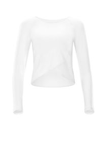 Langarmshirt WINSHAPE "Cropped Functional Light and Soft", Damen, Gr. M, wei&szlig; (ivory), 85% Polyester, 15% Elasthan, Rundhals, Shirts Langarmshirt, Overlap-Applikation