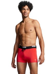 Badehose Puma "Puma SWIM MEN LOGO TRUNKS", Herren, Gr. L, N-Gr, rot, Web, Obermaterial: 80% Polyester, 20% Elasthan, unifarben, Badehosen Badehose, elastischer Logobund mit integriertem Kordelzug