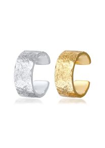 Schmuckset Elli "Ohrringe Earcuff Set Breit Basic Strukturiert 925 Silber Bicolor" Gr. 10, bunt (zweifarbig), Ohrringe, Damen, 10, Schmuckset