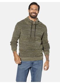 Schalkragenpullover Jan Vanderstorm "Pullover LARNO", Herren, Gr. L, gr&uuml;n (oliv melange), Obermaterial: 100% Baumwolle CO., Pullover Schalkragenpullover