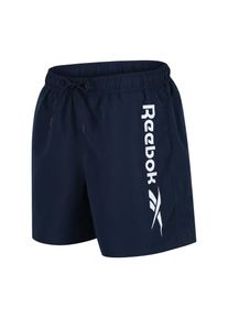 Badeshorts Reebok "Yestin", Herren, Gr. S (4), N-Gr, blau (vector navy), Microfaser, Obermaterial: 100% Polyester, bedruckt, unifarben, Badehosen Badeshorts, mit Kordelzug und elastischem Bund, mit Logo, basic