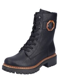 Winterstiefelette Rieker, Damen, Gr. 36, schwarz, Lederimitat, unifarben, Basic, Schuhe Winterstiefelette, Schn&uuml;rboots, Schn&uuml;rstiefelette, Profilsohle, mit Innenrei&szlig;verschluss