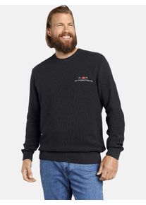 Strickpullover Jan Vanderstorm "Pullover ALBREKT", Herren, Gr. L, grau (dunkelgrau), Obermaterial: 55% Polyacryl PAN. 45% Baumwolle CO., unifarben, normal, Rundhals, Pullover Strickpullover