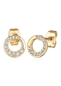 Paar Ohrstecker Elli "Ohrringe Ohrstecker Damen Kreis Kristalle Elegant Goldfarben", gold, Ohrringe, Damen, mit Stein, Messing, Paar Ohrstecker