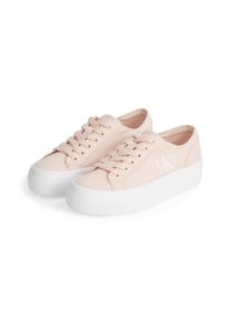 Plateausneaker Calvin Klein Jeans "VULC FLATFORM LOW CV MG", Damen, Gr. 39, rosa (rose, wei&szlig;), Textil, unifarben, Schuhe Plateausneaker, Schn&uuml;rschuh, Freizeitschuh, Halbschuh mit seitlichem Logo