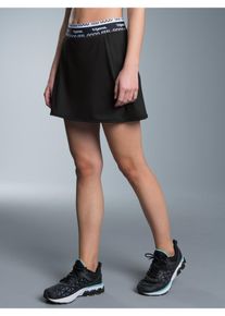 Jerseyrock TRIGEMA "TRIGEMA Skort / Sport Hosenrock", Damen, Gr. S, schwarz (wei&szlig;, neutral), Mikrofaser, 85% Polyester, 15% Elastan, R&ouml;cke Jerseyrock