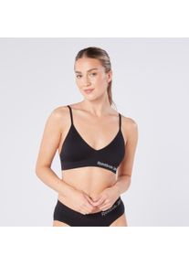 Bustier Reebok "JUSTINE", Damen, Gr. XS (34), N-Gr, schwarz, Obermaterial: 74% Polyamid, 26% Elasthan, bedruckt, unifarben, BHs Bustier, schmale Tr&auml;ger, bequem, basic, ohne B&uuml;gel, mit Logo, Triangel-Schnitt