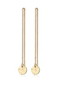 Paar Ohrh&auml;nger Elli "Ohrringe Druchzieher Pl&auml;ttchen Organic 925 Silber" Gr. 110, gold, Ohrringe, Damen, ohne Stein, Silber 925 (Sterlingsilber), Paar Ohrh&auml;nger