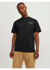 Jack & Jones Rundhalsshirt JACK & JONES "JCOAERO PRINT TEE SS CREW NECK NOOS", Damen, Gr. M, schwarz, Jersey, Obermaterial: 62% Baumwolle, 38% Polyester, bedruckt, relaxed fit normal, Rundhals, Shirts Rundhalsshirt