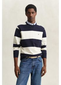 Sweatshirt Gant "STRIPED C-NECK", Herren, Gr. M, evening blau, Sweatware, Obermaterial: 100% Baumwolle, gestreift, h&uuml;ftlang, Rundhals, angesetztes B&uuml;ndchen, Sweatshirts Sweatshirt, mit Rundhals und Logostickerei