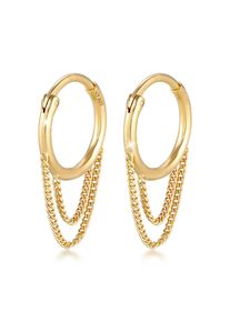 Paar Ohrh&auml;nger Elli "Ohrringe Ohrh&auml;nger Creole Panzer Ketten Glieder 925 Silber" Gr. 21, gold, Ohrringe, Damen, ohne Stein, Silber 925 (Sterlingsilber), Paar Ohrh&auml;nger