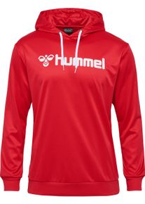 Trainingskapuzenpullover Hummel, Herren, Gr. S, rot, Stoff, Obermaterial: 100% Polyester, bedruckt, Pullover Trainingskapuzenpullover, mit Kapuze, mit Kordel, mit Logodrucken, schnelltrocknend