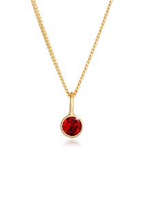 Silberkette Elli "Halskette Solit&auml;r Rund Kristall Rot 925 Silber" Gr. 45, gold, Halsketten, Damen, mit Stein, Silber 925 (Sterlingsilber), Silberkette